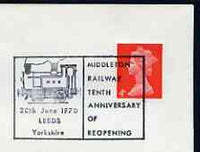 Postmark - Great Britain 1970 cover bearing illustrated cancellation for Middleton Railway 10th Anniversary