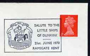Postmark - Great Britain 1970 cover bearing illustrated cancellation for Salute to the Little Ships of Dunkirk