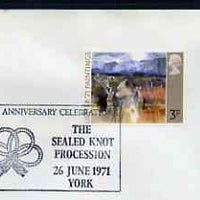 Postmark - Great Britain 1971 cover bearing illustrated cancellation for The Sealed Knot Procession, York