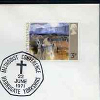 Postmark - Great Britain 1971 cover bearing illustrated cancellation for Methodist Conference, Harrogate