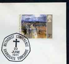 Postmark - Great Britain 1971 cover bearing illustrated cancellation for Methodist Conference, Harrogate