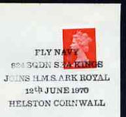 Postmark - Great Britain 1970 cover bearing special cancellation for Fly Navy - 824 Sqn Sea Kings join HMS Ark Royal