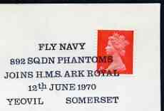 Postmark - Great Britain 1970 cover bearing special cancellation for Fly Navy - 892 Sqn Phantoms join HMS Ark Royal
