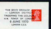 Postmark - Great Britain 1970 cover bearing special cancellation for Boys Brigade London District Trooping the Colour