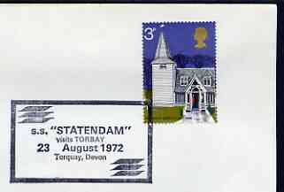 Postmark - Great Britain 1972 cover bearing illustrated cancellation for SS Statendam Visits Torbay