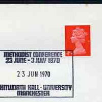 Postmark - Great Britain 1970 cover bearing special cancellation for Methodist Conference, Whitworth Hall