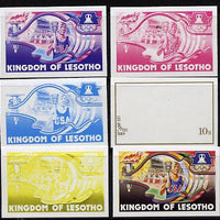 Lesotho 1984 Los Angeles Olympic Games 10s (Torch Bearer) set of 6 imperf progressive proofs comprising various single & multiple combination composites, very scarce