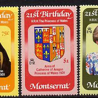 Montserrat 1982 Princess Diana's 21st Birthday set of 3 unmounted mint, SG 542-44
