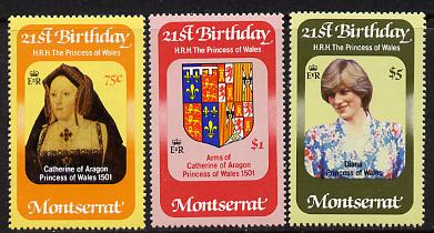 Montserrat 1982 Princess Diana's 21st Birthday set of 3 unmounted mint, SG 542-44