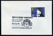 Postmark - Great Britain 1972 cover bearing illustrated cancellation for Brands Hatch Grand Prix of Europe