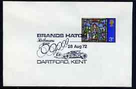 Postmark - Great Britain 1972 cover bearing illustrated cancellation for Brands Hatch Rothmans 50,000