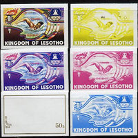Lesotho 1984 Los Angeles Olympic Games 50s (Swimming) set of 6 imperf progressive proofs comprising various single & multiple combination composites, very scarce as SG 592