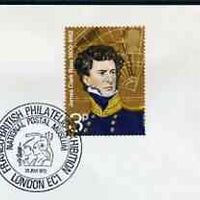 Postmark - Great Britain 1972 cover bearing illustrated cancellation for Franco-British Philatelic Exhibition at National Postal Museum