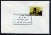 Postmark - Great Britain 1972 card bearing special cancellation for All Saint's Church, Centenary Year, Darlaston