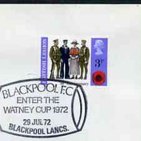 Postmark - Great Britain 1972 cover bearing illustrated cancellation for Blackpool FC Enter the Watney Cup
