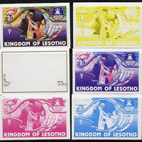 Lesotho 1984 Los Angeles Olympic Games 75s (Basketball) set of 6 imperf progressive proofs comprising various single & multiple combination composites, very scarce, as SG 593