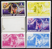 Lesotho 1984 Los Angeles Olympic Games 75s (Basketball) set of 6 imperf progressive proofs comprising various single & multiple combination composites, very scarce, as SG 593