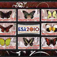 Congo 2010 Butterflies #02 perf sheetlet containing 8 values plus Scouts label unmounted mint