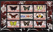 Congo 2010 Butterflies #02 imperf sheetlet containing 8 values plus Scouts label unmounted mint