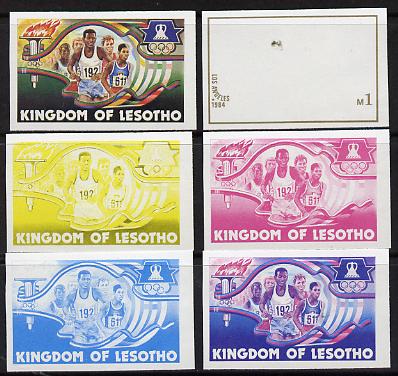 Lesotho 1984 Los Angeles Olympic Games 1m (Running) set of 6 imperf progressive proofs comprising various single & multiple combination composites, very scarce, as SG 594