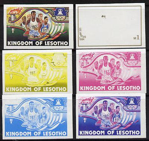 Lesotho 1984 Los Angeles Olympic Games 1m (Running) set of 6 imperf progressive proofs comprising various single & multiple combination composites, very scarce, as SG 594