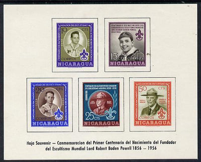 Nicaragua 1957 Birth Centenary of Lord Baden Powell imperf m/sheet, SG MS 1267a