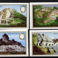 Belize 1983 Maya Monuments set of 4 in unmounted mint imperf singles (SG 747-50) gutter pairs & blocks available, price pro rata