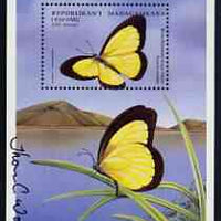 Madagascar 1998 Butterflies perf m/sheet #02 (1950f Broad-Bordered Grass Yellow Butterfly) signed by Thomas C Wood the designer