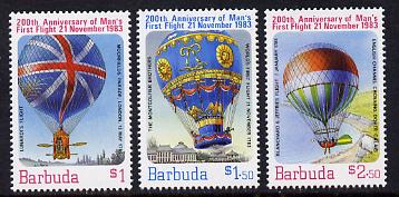 Barbuda 1983 Manned Flight set of 3 (SG 663-5) unmounted mint