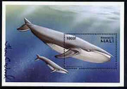 Mali 1997? Blue Whale 1000f perf m/sheet signed by Thomas C Wood the designer