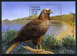 Madagascar 1998 Marsh Harrier Hawk 720of perf m/sheet signed by Thomas C Wood the designer