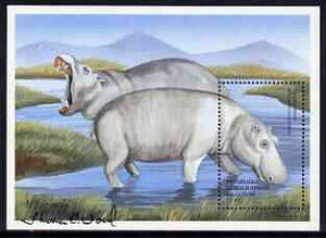 Congo 2000 ? Hippopotamus 10f perf m/sheet signed by Thomas C Wood the designer unmounted mint