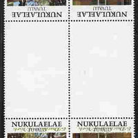 Tuvalu - Nukulaelae 1986 Royal Wedding (Andrew & Fergie) 60c with 'Congratulations' opt in gold in unissued perf tete-beche inter-paneau block of 4 (2 se-tenant pairs) with overprint inverted on one pair unmounted mint from Printe……Details Below