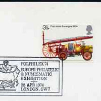 Postmark - Great Britain 1974 cover bearing illustrated cancellation for PolPhilex '74, Philatelic & Numismatic Exhibition (showing Sheep)