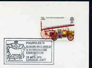 Postmark - Great Britain 1974 cover bearing illustrated cancellation for PolPhilex '74, Philatelic & Numismatic Exhibition (showing Sheep)