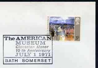 Postmark - Great Britain 1971 cover bearing special cancellation for The American Museum, Bath