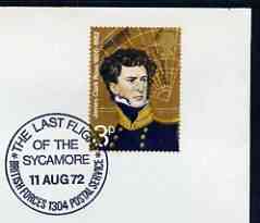 Postmark - Great Britain 1972 cover bearing special cancellation for Last Flight of the Sycamore (BFPS)