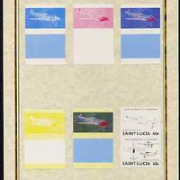 St Lucia 1985 Military Aircraft (Leaders of the World) 60c (Mustang) set of 7 imperf progressive proof pairs comprising the 4 individual colours plus 2, 3 and all 4 colour composites mounted on special Format International cards (as SG 816a)