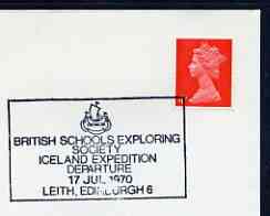 Postmark - Great Britain 1970 cover bearing illustrated cancellation for British Schools Exploring Society, Iceland Expedition