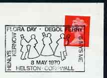 Postmark - Great Britain 1970 cover bearing illustrated cancellation for Flora Day, Helston (showing dancers)