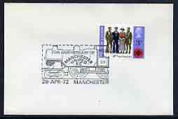 Postmark - Great Britain 1972 cover bearing illustrated cancellation for Manchester United FC 75th Anniversary showing Steam Loco