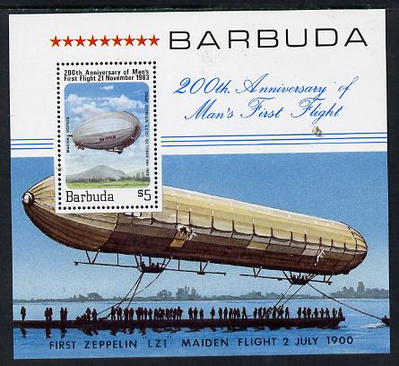 Barbuda 1983 Manned Flight (Zeppelin) m/sheet unmounted mint, SG MS 666