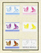 St Lucia 1985 Butterflies (Leaders of the World) 15c set of 7 imperf progressive proof pairs comprising the 4 individual colours plus 2, 3 and all 4 colour composites mounted on special Format International cards (as SG 781a)