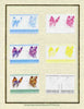 St Lucia 1985 Butterflies (Leaders of the World) 60c set of 7 imperf progressive proof pairs comprising the 4 individual colours plus 2, 3 and all 4 colour composites mounted on special Format International cards (as SG 785a)