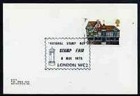 Postmark - Great Britain 1975 card bearing illustrated cancellation for National Stamp Day, Stamp Fair showing post box