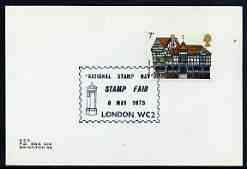 Postmark - Great Britain 1975 card bearing illustrated cancellation for National Stamp Day, Stamp Fair showing post box