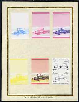 Tuvalu 1985 Cars #2 (Leaders of the World) 20c Detroit Electric Brougham set of 7 imperf progressive proof pairs comprising the 4 individual colours plus 2, 3 and all 4 colour composites mounted on special Format International car……Details Below