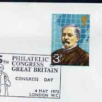 Postmark - Great Britain 1973 cover bearing illustrated cancellation for 55th Philatelic Congress of Great Britain (showing Rowland Hill)