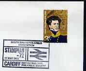 Postmark - Great Britain 1972 cover bearing illustrated cancellation for British Rail Philatelic Society, Cardiff