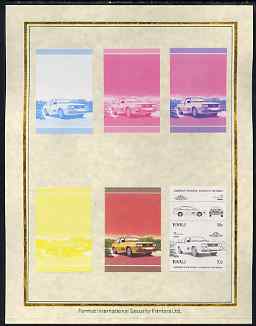Tuvalu 1985 Cars #2 (Leaders of the World) 70c Audi Quattro set of 7 imperf progressive proof pairs comprising the 4 individual colours plus 2, 3 and all 4 colour composites mounted on special Format International cards (7 se-tena……Details Below